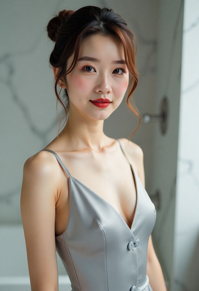 她在雨中